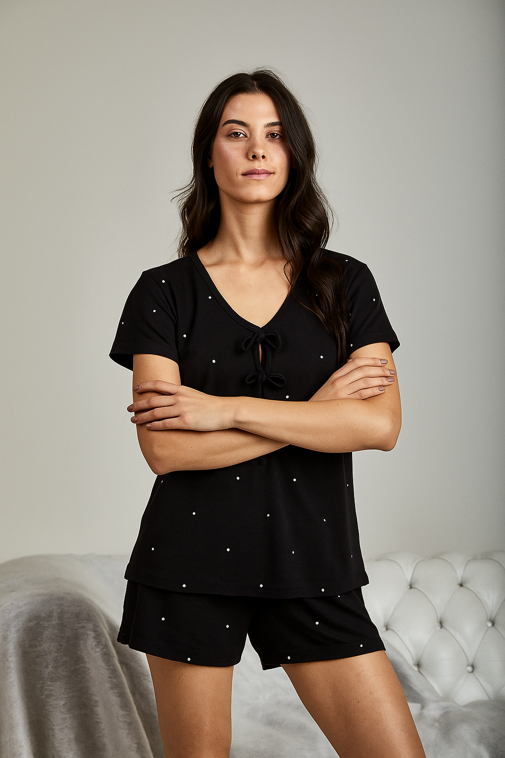 Pijama em Malha Laços Curto