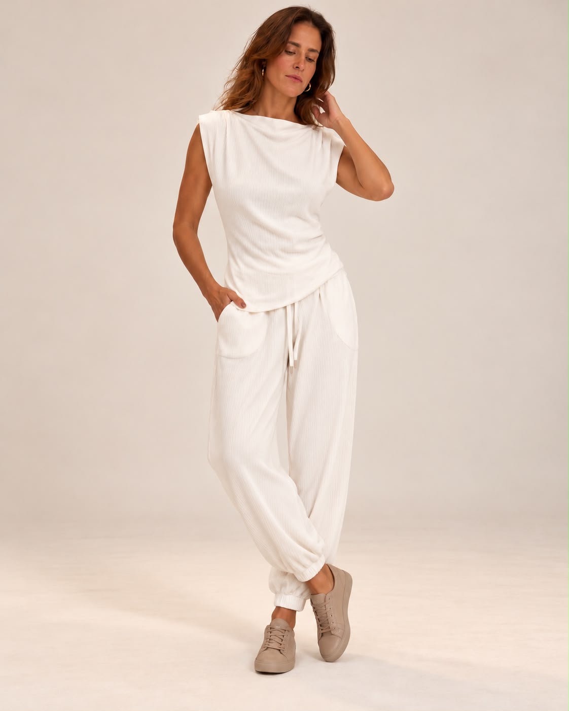 Conjunto em Malha Texturizada Canelada Amelia