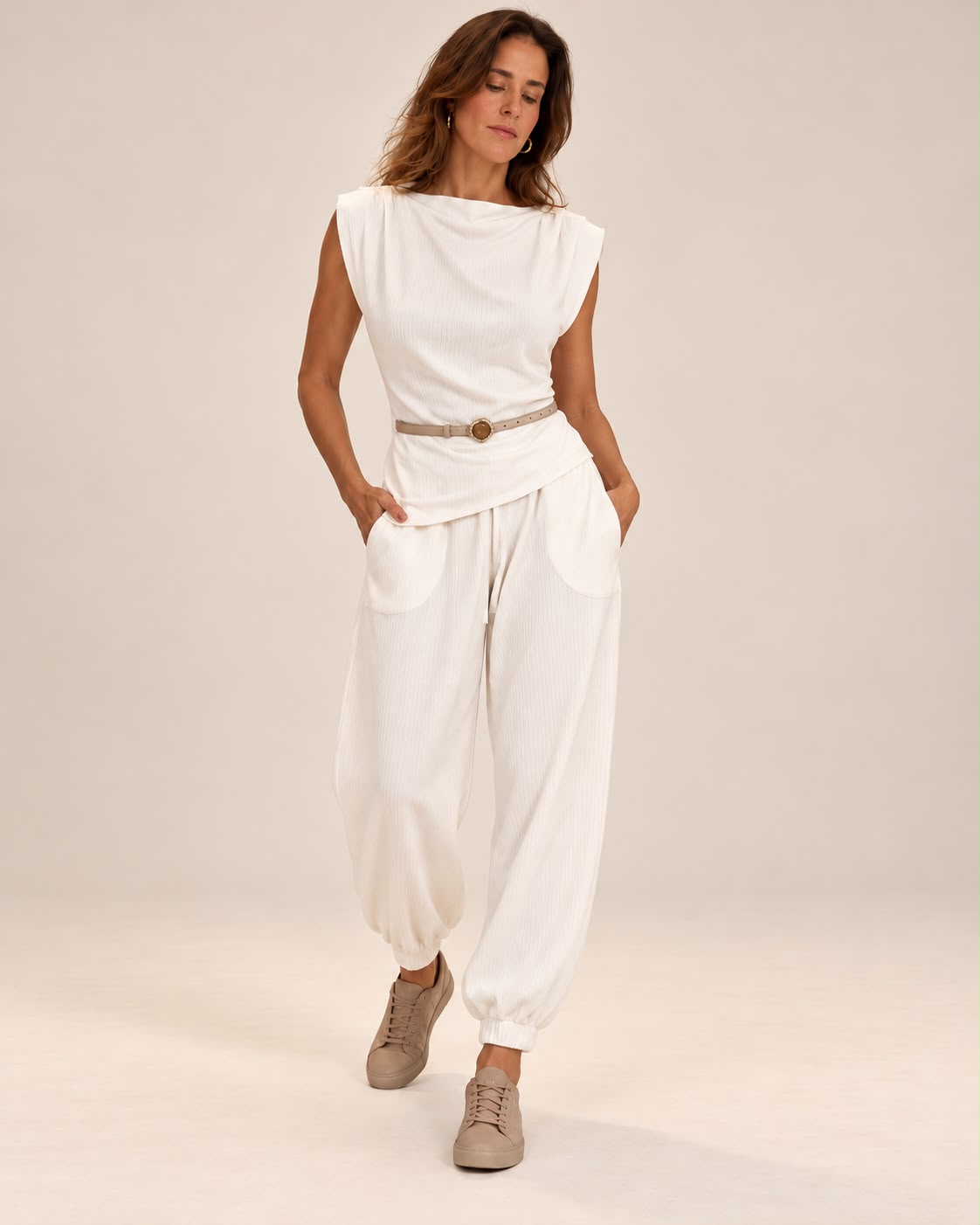 Conjunto em Malha Texturizada Canelada Amelia