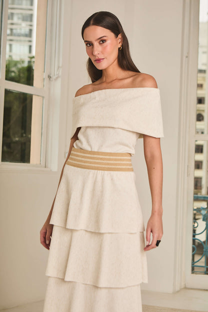 Blusa em Malha Canelada com Juta Lagoa