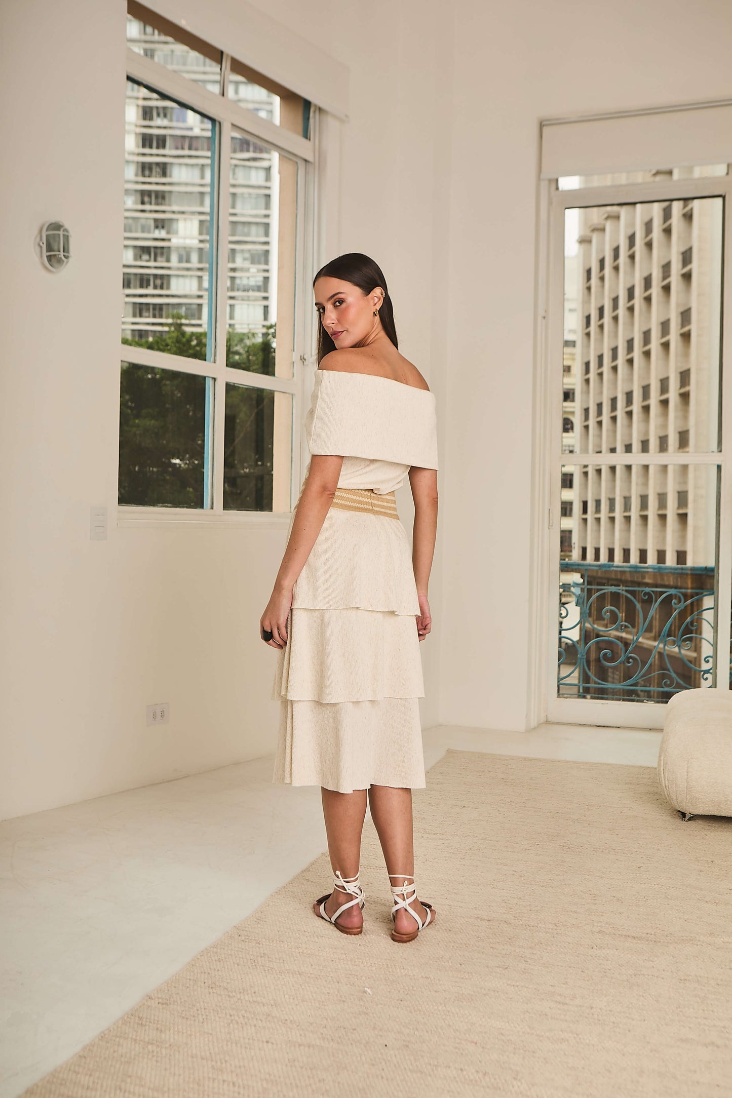 Blusa em Malha Canelada com Juta Lagoa