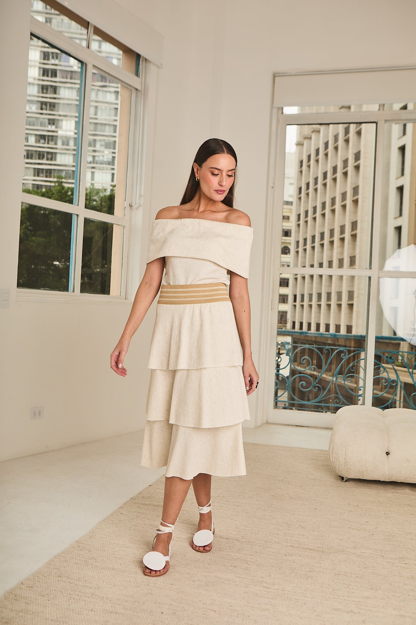 Blusa em Malha Canelada com Juta Lagoa