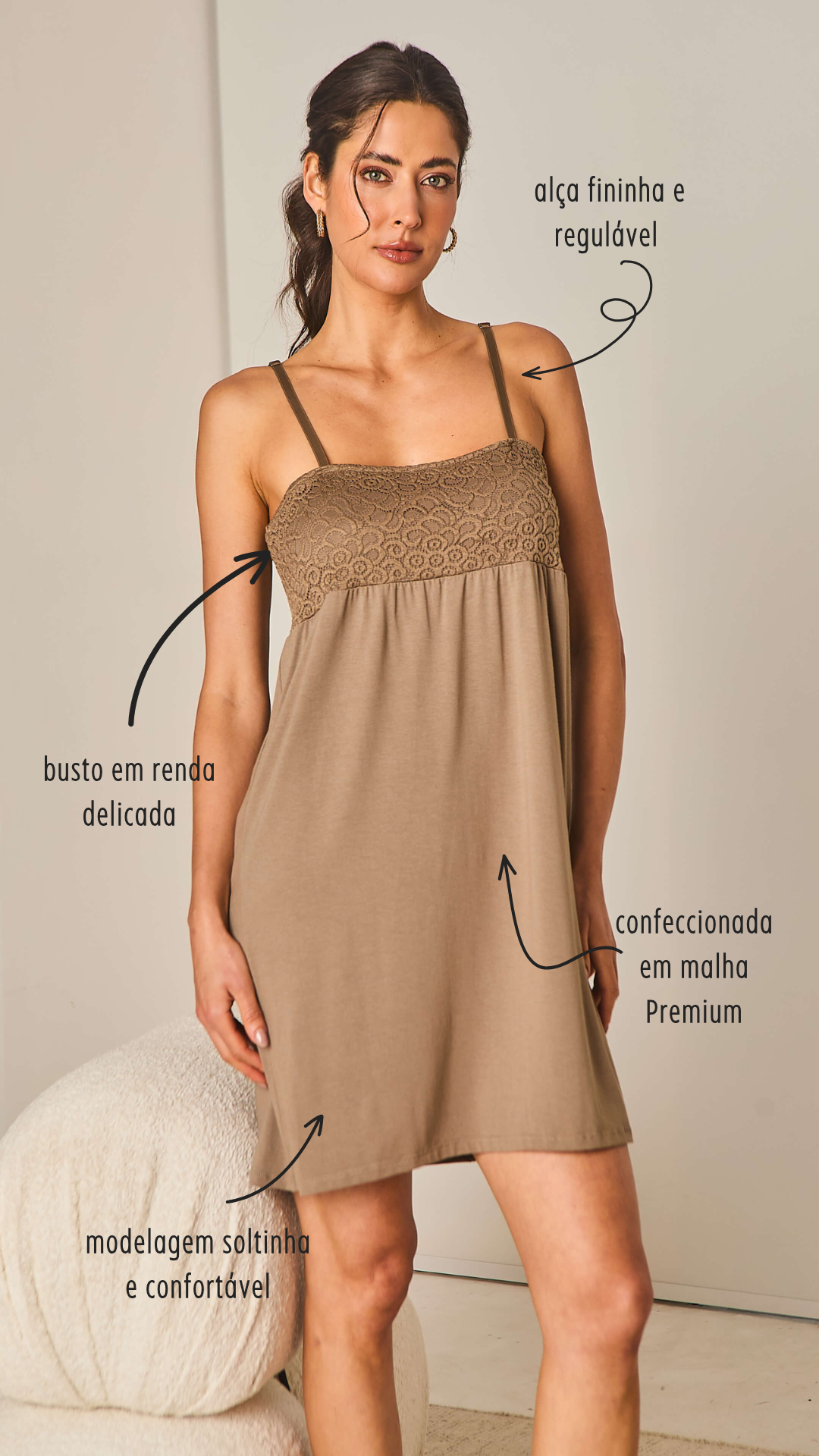 Camisola em Malha Premium Cravo