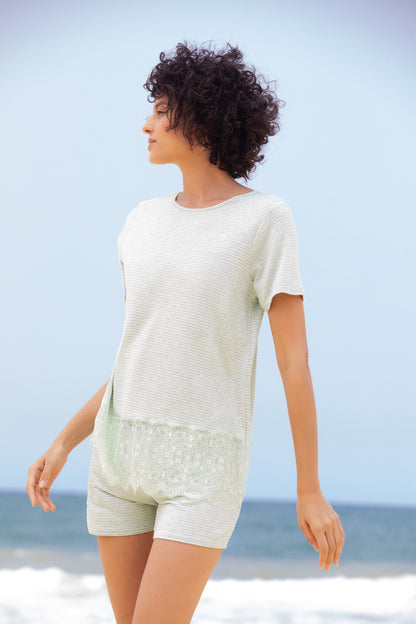 Pijama Algodão com Renda Marola