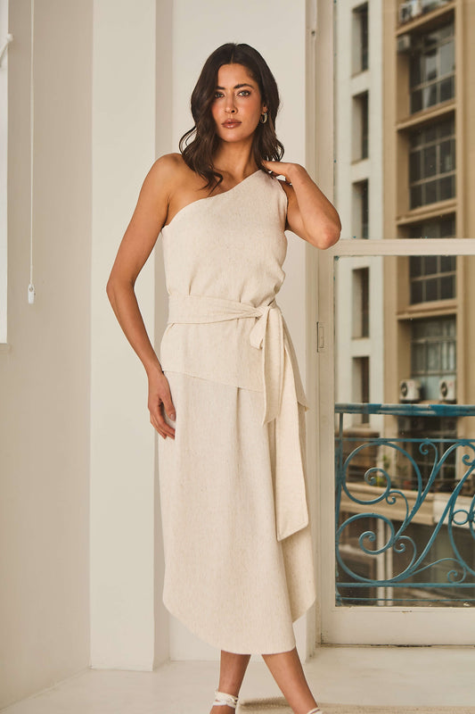 Vestido em Malha Canelada com Juta Benjamim